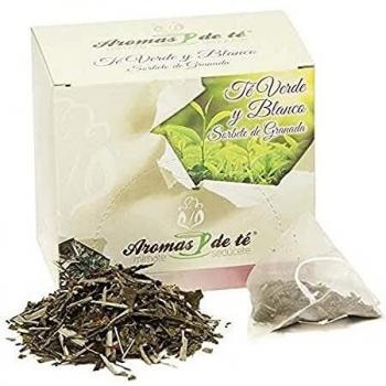 Aromas de Té - Té Verde y Blanco Sorbete de Granada - Té Verde Sencha, Té Blanco Pai Mu Tan, Kukicha, Limonaria, Frambuesa, Kiwi y Granada - En Bolsitas - 10 Pirámides