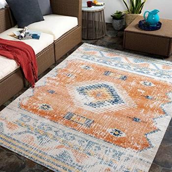 Alfombra Moderna Surya BAGO Exterior/Interior Rectangular 160x213 cm Rojo y Azul, 6 mm de altura