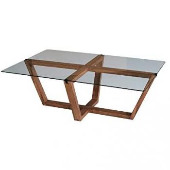 Mesa de centro en vidrio templado Wellhome Nogal