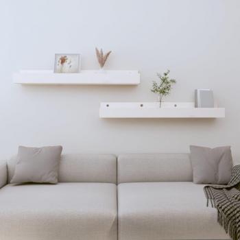 Estantes de pared vidaXL 2 uds madera maciza de pino 80x12x9 cm en color Natural, Blanco y Gris - Mueble de Almacenaje Estantería para Oficina, Estudio y Dormitorio