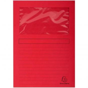 Exacompta 50255E Subcarpetas con Ventana A4 120g Color Rojo Paquete de 25