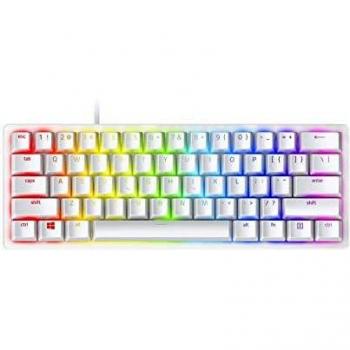 Razer Huntsman Mini Mercury Edition Purple Switch Teclado Compacto para Juegos,Compacto al 60% con interruptores opto-mecánicos Clicky, Teclas PBT, Cable USB-C Desmontable, US Layout, Blanco