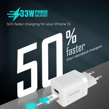Promate PowerPort-33W Dual USB-A/USB-C Charger