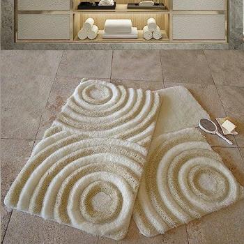 Juego de Alfombrillas para Baño Wellhome (3 Piezas) Tonos Crema