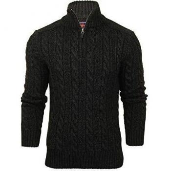 Superdry de los Hombres Jacob Henley Knit, Negro, M