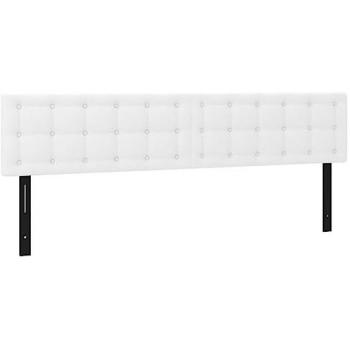 Cabecero de cuero sintético blanco 100x5x78/88 cm, cabecero de cama tapizado para dormitorio