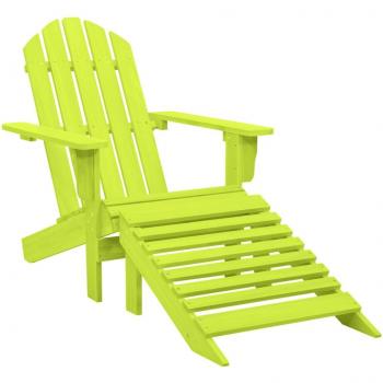 vidaXL Garden Adirondack Chair with Ottoman Solid Fir Wood Green