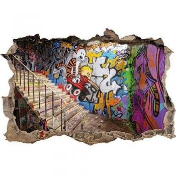 pixxp Blueprint 3d _ WD _ 2802 _ 92 x 62 Cooles Graffiti perforar pared adhesivo pared en 3d, vinilo, multicolor, 92 x 62 x 0,02 cm