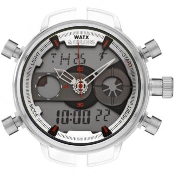 WATX & COLORS RWA2700R - Reloj de Pulsera para Hombre, Correa de silicona roja, esfera negra, resistente al agua hasta 50 metros, diseño moderno y casual