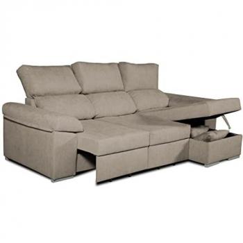 Sofá Chaise Longue Esquinero Convertible en Cama Darg Derecha 235x148 cm Marrón con Sistema Acualine y Asientos Extensibles - Incluye Envío y Montaje