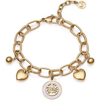 Pulsera de Acero con IP Dorado y Resina Blanca, Diseño Chic de Viceroy