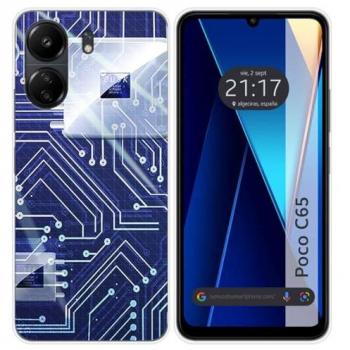 Funda de Silicona para Xiaomi Poco C65 con Diseño de Circuito y Dibujos