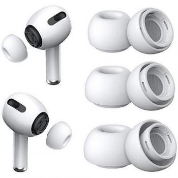 Almohadilla de Repuesto 3 Pares para Airpods Pro con Orificio para ReduccióN de Ruido Y Caja de Almacenamiento PortáTil y se Ajustan Al Estuche de Carga