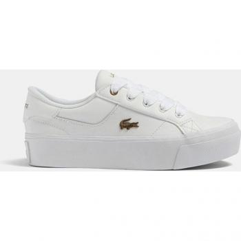 Lacoste Ziane Platform 123 1 CFA Sneakers Mujer Piel Auténtica Suela de Plataforma Bajas con Logotipo Lateral y Cierre de Cordones Blanco Talla 40