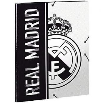 Safta 511854068 2018 Real Madrid Carpeta solapas 34 cm, Blanco y Negro