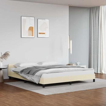 Cama con Cabecera de Cuero Sintético Color Crema 180x200 cm