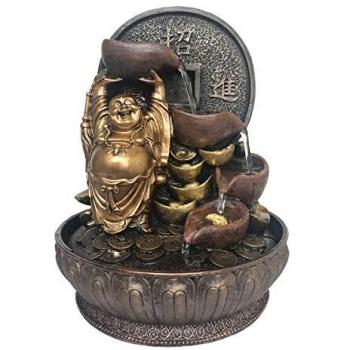 Fuente Decorativa de Buda de Resina - Modelo 3 Dorado 22x22x28cm