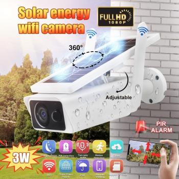 Cámara IP Solar HD Inalámbrica 1080P para Exteriores, Cámara de Seguridad Impermeable con Visión Nocturna y Conexión Wifi
