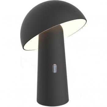 Lámpara de Mesa LED Newgarden Shitake, 16.5x25.5 cm (ØxAltura), Portátil con Batería Recargable, IP44, Color Negro