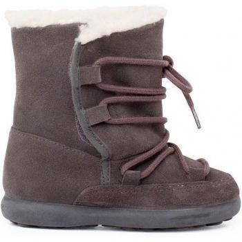 Botas de niña de piel forradas con borrego y cierre adherente