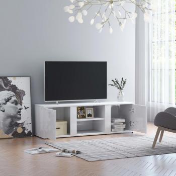 Gabinete de soporte de TV blanco pulido 120x34x37 cm madera multicapa