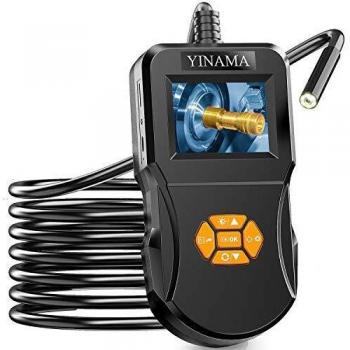 Endoscopio Industrial, YINAMA Boroscopio de Pantalla IPS de 2,4 pulgadas, Cámara de Inspección IP67 a Prueba De agua, Con 8 luces LED, Cable Semirrígido