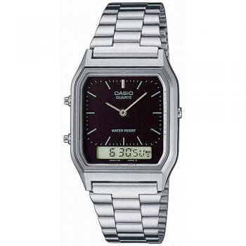 Casio Vintage AQ-230A-1DMQ Analog-Digital Square Watch with Alarm and Water Resistance