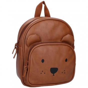 Mochila Infantil Beary Excited de Similicuir, color Cognac - 28x40x16 cm