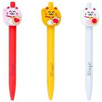 Mr. Wonderful Set de 3 Bolis con Formas Maneki-Neko-Lucky Collection, Multicolor, Talla única
