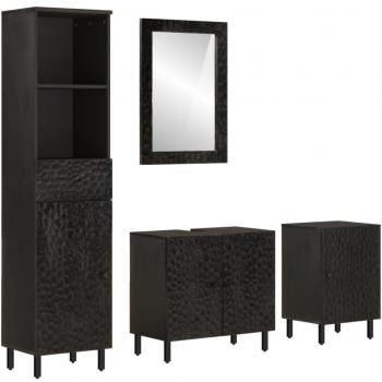 Conjunto de Muebles de Baño 4 Piezas de Madera Maciza de Mango