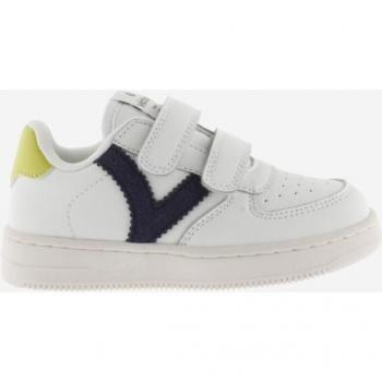 Victoria Children's Sports Sneakers - White with Color Accents and Velcro Straps