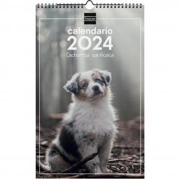 Calendario de Pared 2024 Cachorros Espiral Finocam 25x40cm Enero-Diciembre Español