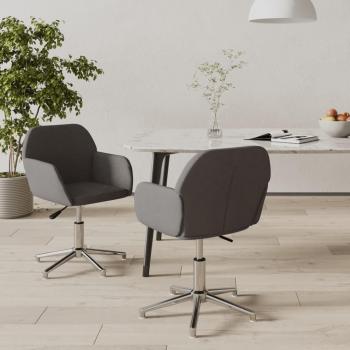 Swivel Dining Chairs Set of 2 Dark Grey Fabric