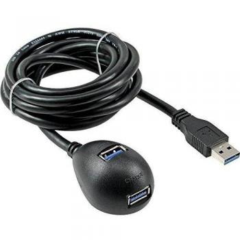 Cable USB 3.2 Gen.1 de 1 m, USB A macho a 2 x USB A hembra, negro con soporte