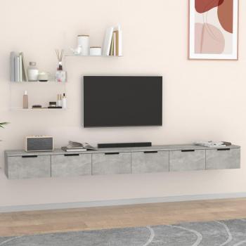 Armarios de Pared 2 pz Gris Hormigón 102x30x20 cm Madera Multicapa