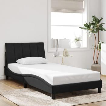 Estructura de cama con cabecero de terciopelo negro 100x200 cm sin colchón