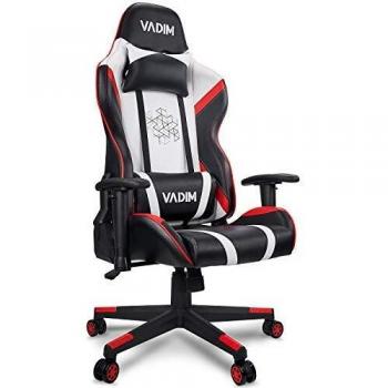 VADIM Sillas Gaming Ergonómica, Racing Silla de Escritorio de Oficina Gamer Regulable, Silla Giratoria de Oficina con Reposacabeza Apoyo y Cojín Lumbar