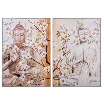 Set de 2 Cuadros Buda Pintado a Mano Multicolor con Marco 72x5x102 Cm