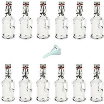 Viva-artículos de Uso doméstico - 12 Mini Botellas de Cristal/galón 40 ml con Cierre de Clip