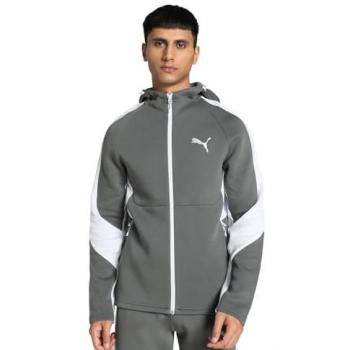 Puma Sudadera con Capucha Evostripe Full Zip Gris Oscuro Blanco - S