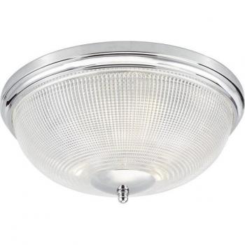 Lámpara de techo Arbor en cromo pulido y cristal texturizado 3 luces, empotrada en forma de cuenco, con grado de protección IP44, utiliza 3 bombillas E27