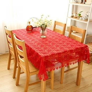 Peonías mantel de encaje , Rojo ,130*130 cm.