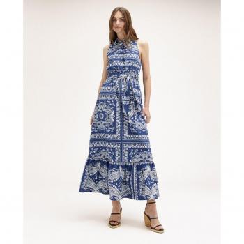 Motivi - Vestido camisero con estampado de bufanda y sin mangas