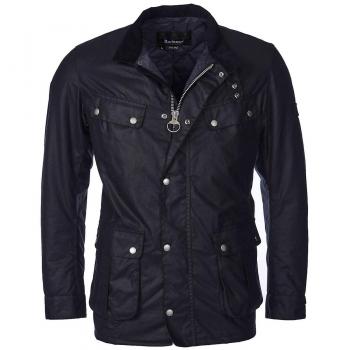 Barbour International Duke Navy Waxed Jacket for Men with Pockets - Size XL