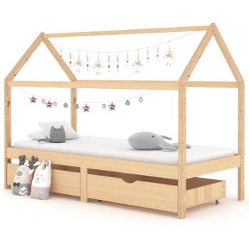 Cama infantil con cajones de pino macizo 90x200cm