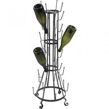 Escurridor de botellas de metal gris para 40 botellas, dimensiones 42 x 42 x 105 cm