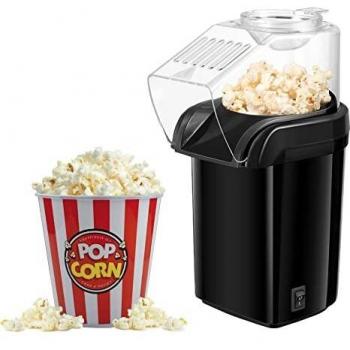 Máquina de Palomitas, 1200 W Circulación de Aire Caliente, Palomitas Listas en 2 Minutos, Incluye Cuchara Dosificadora, Fácil Limpieza