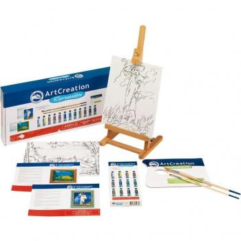 Talens Art Creation Combi Set Acrílico para Principiantes con 12 Tubos de Pintura, Bastidor, Caballete y Accesorios