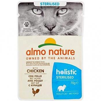 almo nature Functional Holistic Sterilised with Chicken, Complete Wet Food for Adult Cats 30 x 70 g