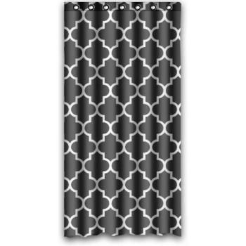 36'' X 72'' (90cmx 180cm) Custom Classic Grey and White Quatrefoil Polyester Fabric Shower Curtain